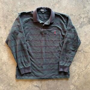 Vintage Polo Ralph Lauren stripe button up long sleeve  Size large (21.5 x 26)